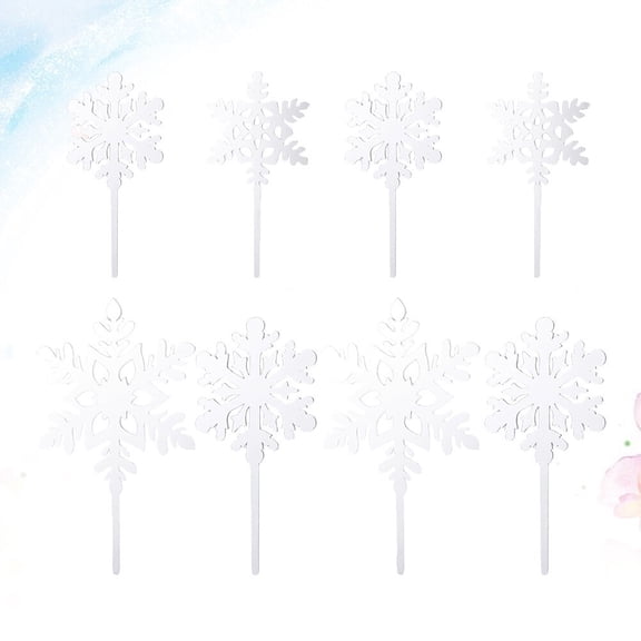 HONITANO Durable Acrylic Christmas Cake Toppers for Decoration White Snowflake Picks Add Festive Atmosphere 20pcs