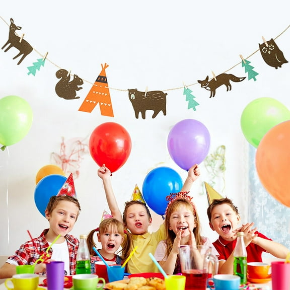 HONITANO Felt Bunting Banner Animal Theme Birthday Party Decoration Cartoon Characters Rectangle Design 1Set