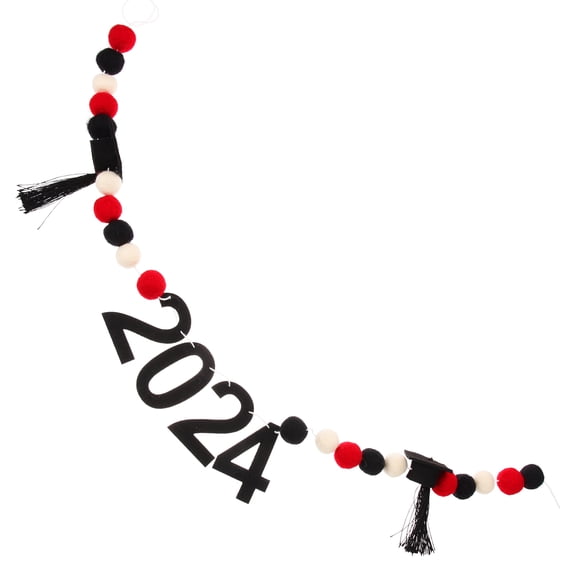 HONITANO Garland 1 Set Red Black White Rectangular Wool Ball Felt For Graduation Stage Performance
