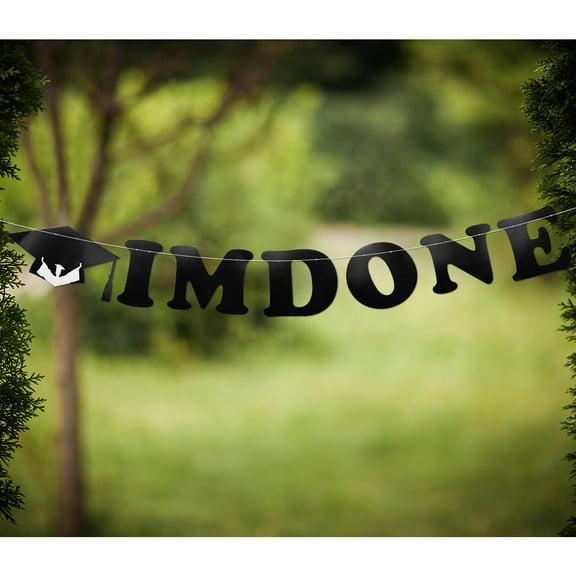 HONITANO Graduation Party Decorations Banner 1Set Bunting Black Paper Grad Decor for Doctor Congrats Sign