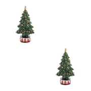 HONITANO Green Resin Christmas Tree Decorations for Desktop and Bookshelves 2Pcs