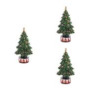 HONITANO Green Resin Xmas Tree Figurine for Desktop and Bookshelf 3Pcs
