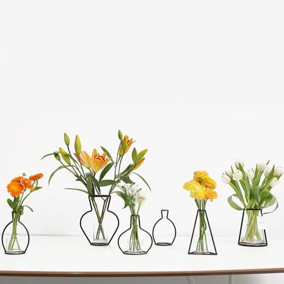 HONITANO Iron Shelving 14.5x12x3in Glass Wrought Iron Vase Stand For Home And Patio Decor Adults