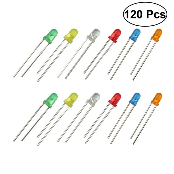 HONITANO Led Diode Lights 3mm Diameter White Red Green Blue Yellow Orange 120Pcs Electronics Parts