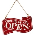 Open Sign Close. Sign HONITANO Lightweight Portable Red Wooden Open and Closed Sign for Cafe ...