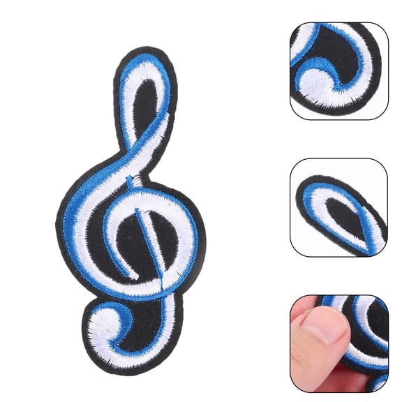 HONITANO 4Pcs Music Note Fabric Appliques Iron on for Hats Shoes and DIY Crafts Multi