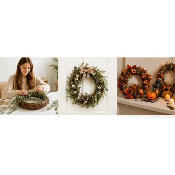 HONITANO Natural Vine Branch Rattan Circle for DIY Wreath Making and Seasonal Decor