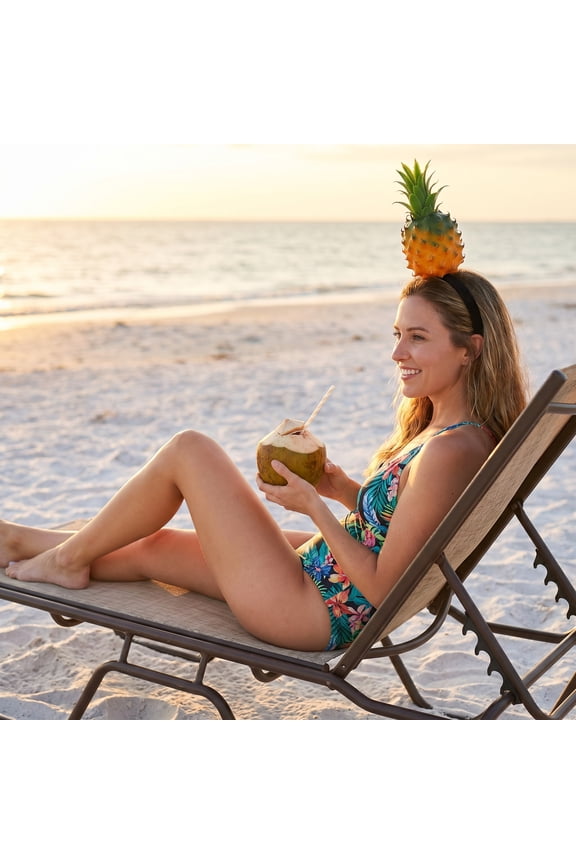 Photo Booth Ready Pineapple Headband Tropical Fruit Hairband for Luau Beach Party