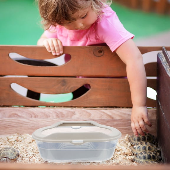 HONITANO Plastic Turtle Container, One-Piece Molded Leak-Proof Reptile Habitat Box for Small Turtles, Lizards, Aquatic Pets