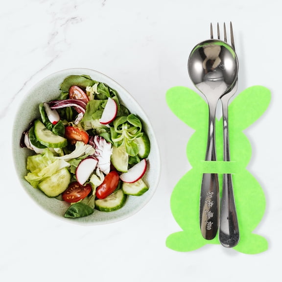 HONITANO Rabbit Fork Bags 8Pcs Silverware Sleeves for Easter Party and Tableware Storage
