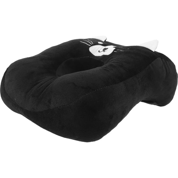 HONITANO Reusable Face Down Pillow 1Set Black Nap Pillow Oval Shape Plush PP Cotton for Office Desk Napping