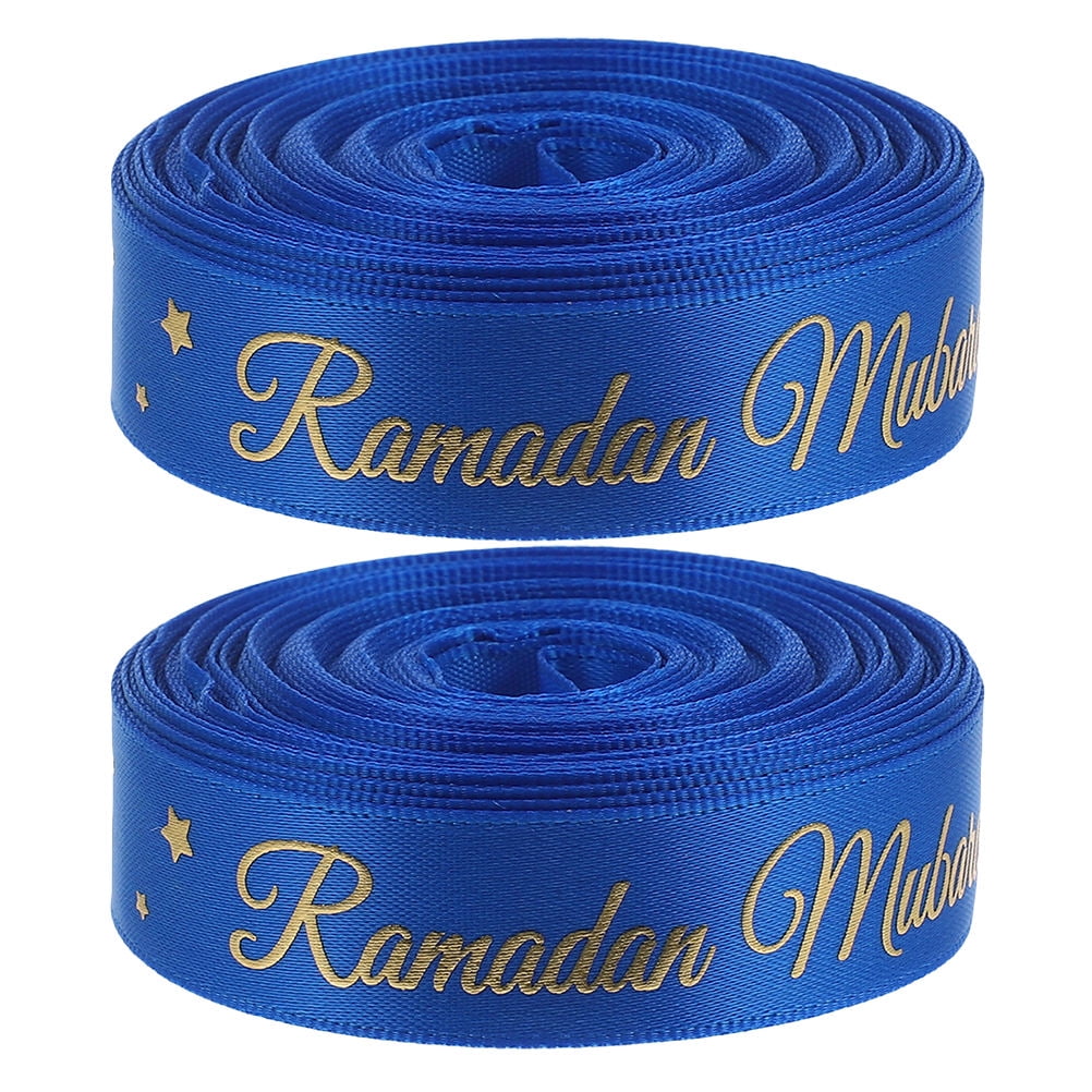 HONITANO Ribbons for Eid Ramadan Blue 2Pcs 914X0.63X0.02Inch Polyester ...