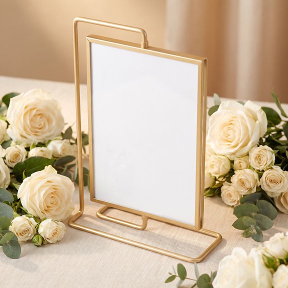 HONITANO Rotating Picture Frame for 6, 7, or 8 Inch Photos, Acrylic Metal Tabletop Display