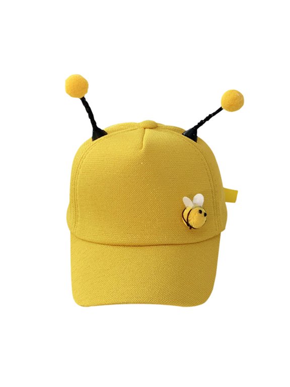 Sun Hat Adjustable Yellow Mesh Baseball Cap with Bee Antenna