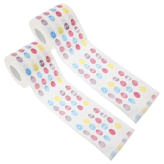 HONITANO Cartoon Toilet Paper Multi Colored Easter Egg Patterns 2 Rolls 3.9x3.9x0.04In Wood Pulp