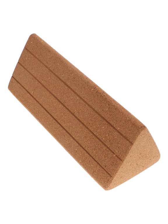 Triangular Yellow Cork Yoga Block with Non Slip Surface for Workout and Meditation