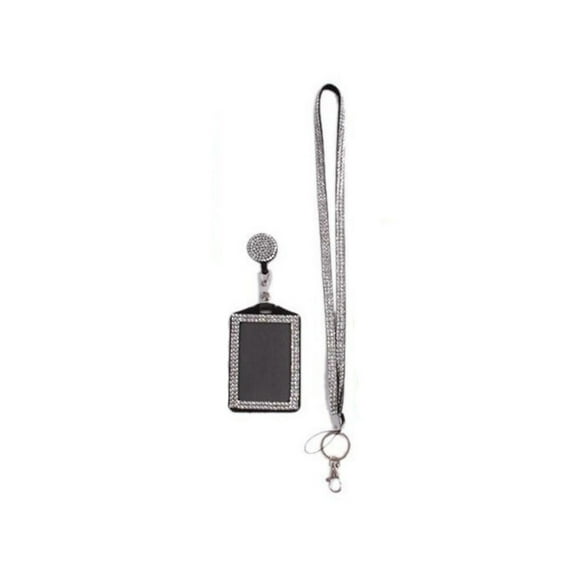 HONITANO White Metal Rhinestone Lanyards for Id Badges Name Badge Pendant 1Pcs Card Protection Visibility