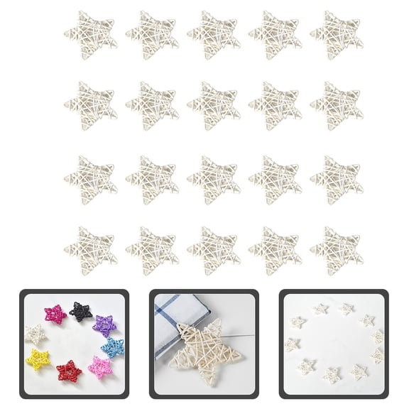 HONITANO Natural White Wicker Star Ornaments for Living Room Decor 20Pcs