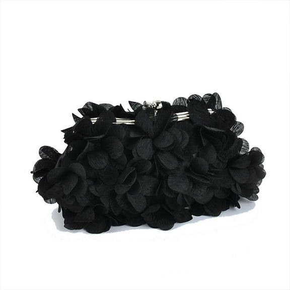 HONJINTIN Flower Clutch Handbag Black,Women Evening Clutch Purses for Weddings,Partys,Prom,Small Floral Purses with Chain