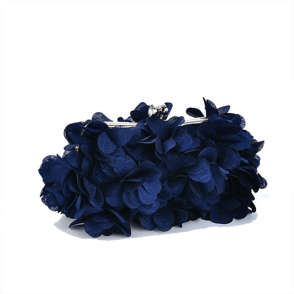 HONJINTIN Flower Clutch Handbag Blue,Women Evening Clutch Purses for Weddings,Partys,Prom,Small Floral Purses with Chain
