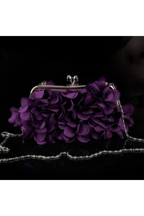 Flower Clutch Handbag Purple,Women Evening Clutch Purses for Weddings,Partys,Prom,Small Floral Purses with Chain