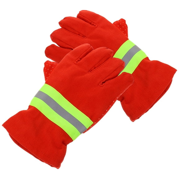 HONMEET Firefighting Gloves 1 Pair Protective Work Gloves with Reflective Design and Comfortable Fit for Safety