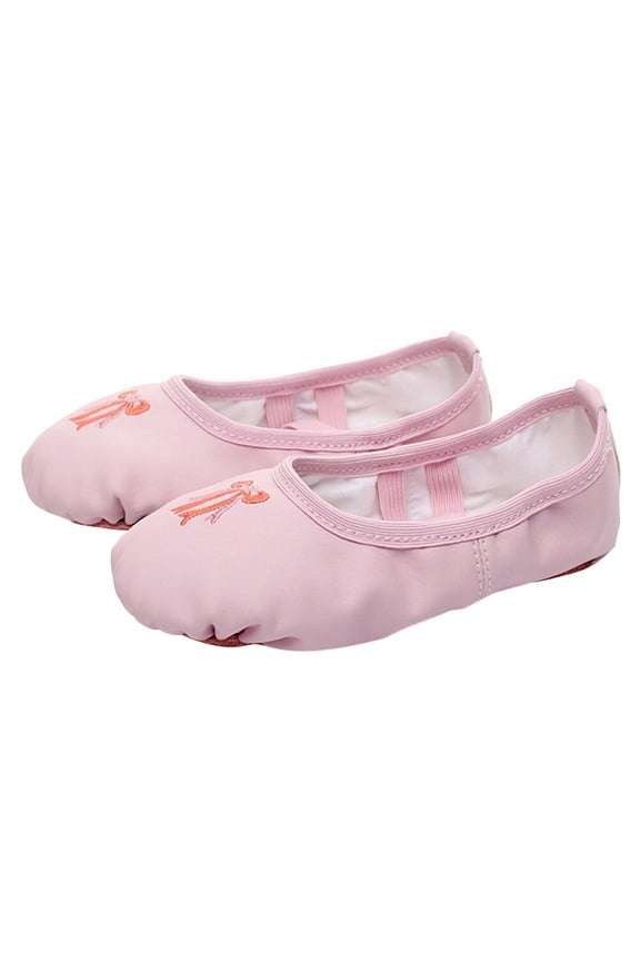 Girls Ballet Flats 1 Pair Dance Shoes with Stretch Belt, Comfortable Round Toe Jazz Sole Footwear