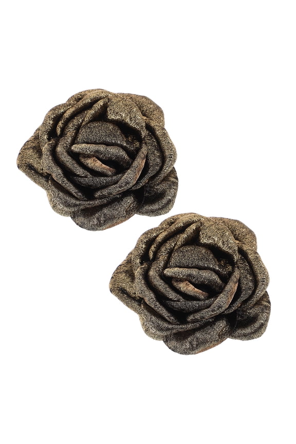 1 Pair Golden Polyester Hat Charms Flower Shape for Women 2.44X2.44X0.98In