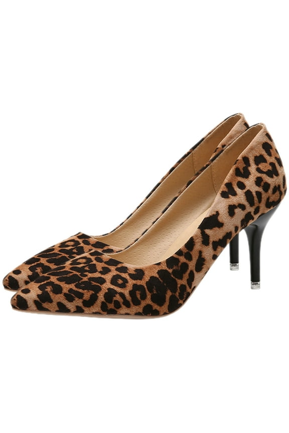1 Pair Lady High Heel Shoe Leopard Print Pointed Toe Pumps for Women Elegant Style Office Party
