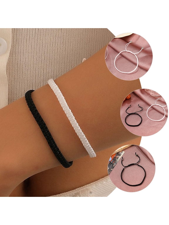 1 Pair Lightweight Woven Thread Rope Bracelets for Couples, Adjustable Matching Friendship Bands for Men and Women