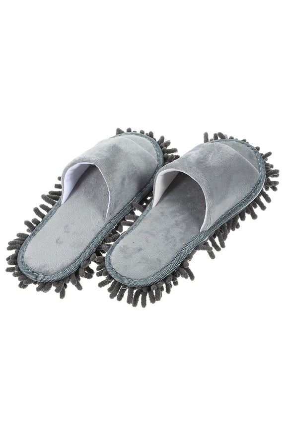1Pair Home Mop Slippers Grey Dusting Slippers with Stylish Opening and Comfortable Fit
