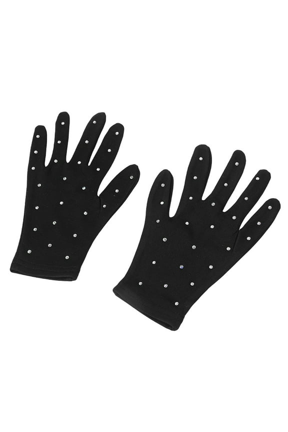 1 Pair Rhinestone Decorative Figure Skating Gloves for Girls