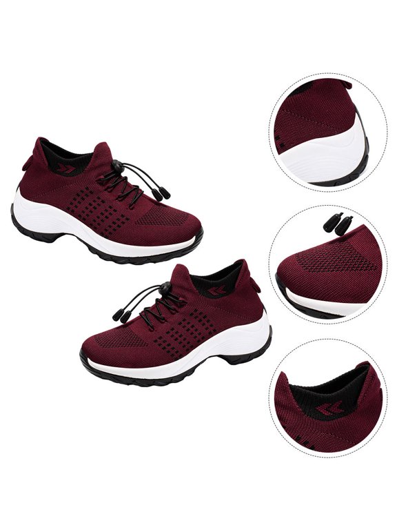 Fly Knitting Sports Shoes Red Breathable Lightweight Anti-Slip 1Pair
