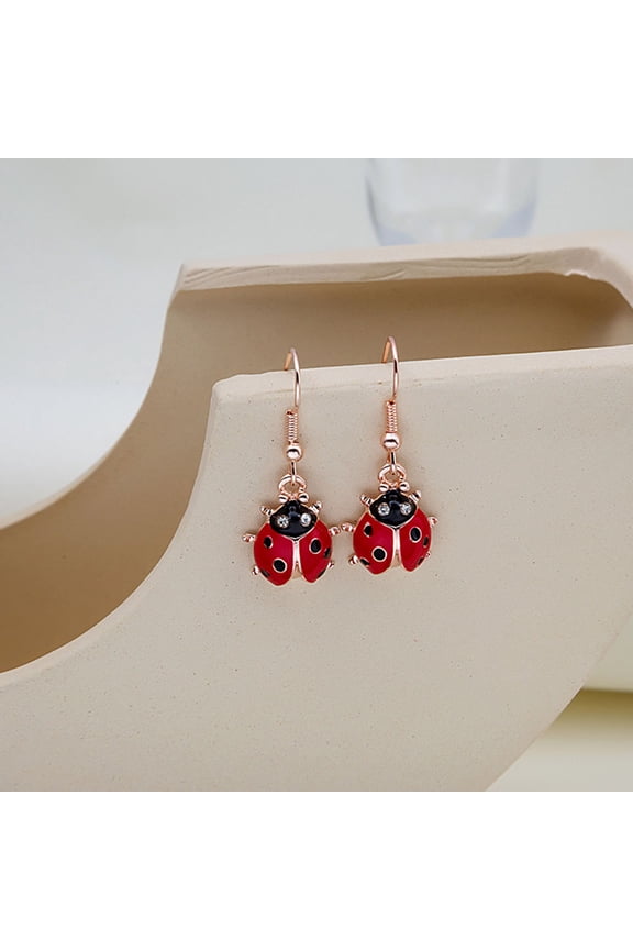 1 Pair Lightweight Ladybug Dangle Earrings for Women, Multi-Color, Trendy and Comfortable Jewelry, 1.3x0.5in Stylish Accessory