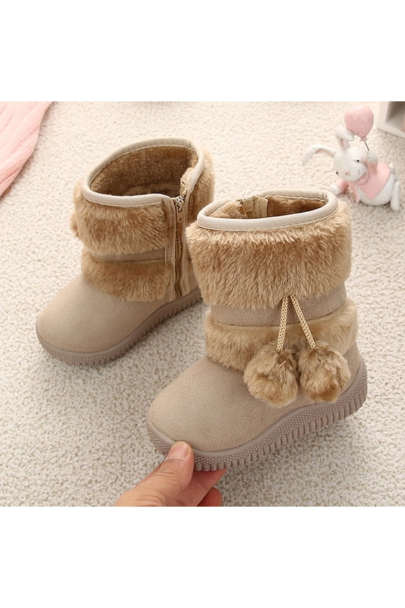 Soft Velvet Beige Baby Booties 1 Pair Prewalker Shoes for Newborns and Infants Comfort