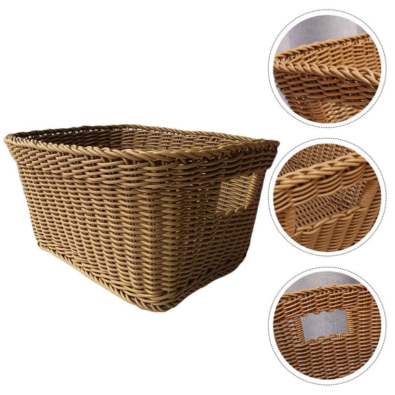HONMEET Wicker Woven Storage Basket Coffee Plastic Sturdy Laundry Organizer