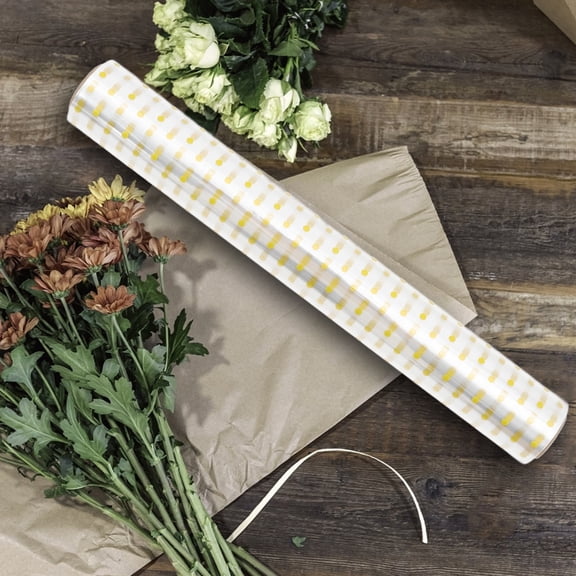 HONMEET Clear Flower Wrap Roll Plated Gold Floral Wrap Sheet for Elegant Flower Presentation