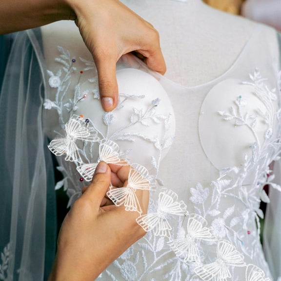 HONMEET Durable White Fabric Trimming for Sewing Handmade Wedding Dress Embellishments