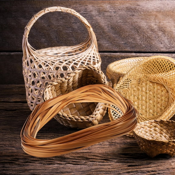 HONMEET 1 Roll Fake Rattan Strips Plastic Golden for Rattan Artwork Home Decoration