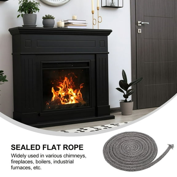 HONMEET Grey Fiberglass Fireplace Seal Rope 1 Roll for Stove Door Gasket