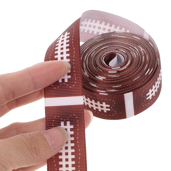 HONMEET Red Football Pattern Ribbon Roll for Crafts, 450cm x 2.2cm, Perfect for Sports-Themed Decorations and Wrapping