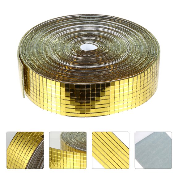 HONMEET 1 Roll Mirror Sticker Golden for Bathroom Decoration Self-Adhesive Square Tiles