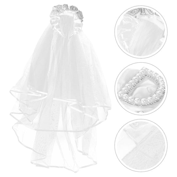 HONMEET  Women Bridal Headband Small Veil Wedding Accessory White