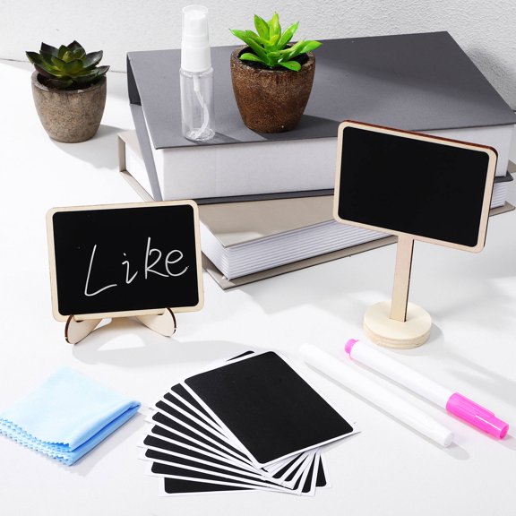 HONMEET 1 Set Chalkboard Table Signs Black Wood for Shop Simple Message Board