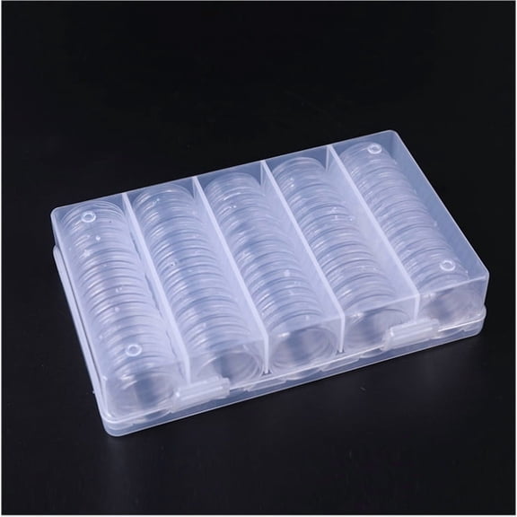 HONMEET 1 Set Coin Collection Supplies: 25mm Clear Plastic Coin Capsules/Storage Case/Protectors/Container for Collectors with Large Box - High Transparency for Display
