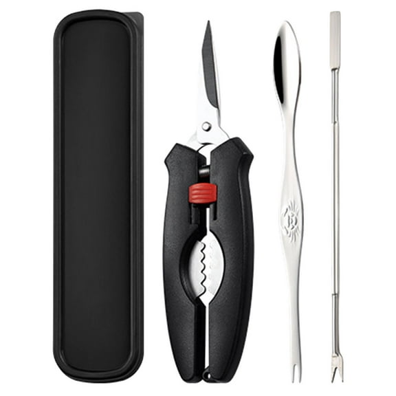 HONMEET 1 Set Crab Leg Crackers Fork Stainless Steel Plastic Metal For Seafood Meal Ergonomic Handle