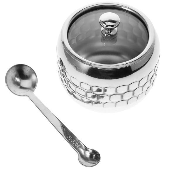 HONMEET Stainless Steel Cylindrical Glass Condiment Holder Set for Kitchen and Home Storage Organizer