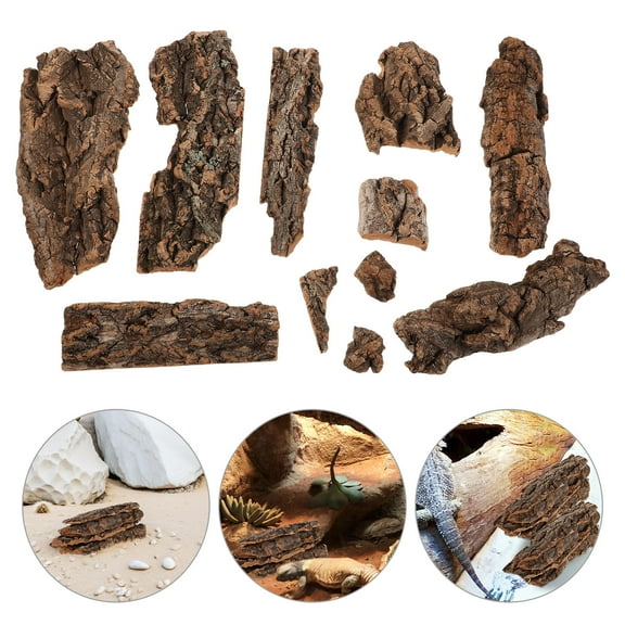 HONMEET 1 Set Terrarium Bark Decor for Stress Reduction Brown Bark for Bearded Dragons Snakes and Hermit Crabs