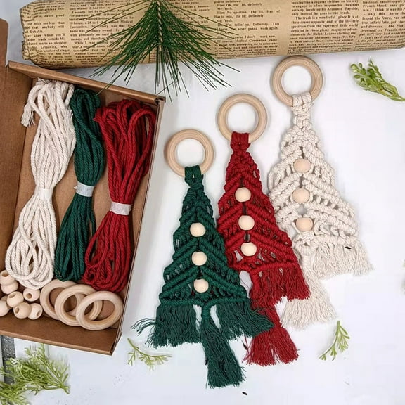 HONMEET 1 Set Macrame Tapestry Kit Rice Color Diy Macrame Kit Keychain For Home Adornment And Craft Material Set