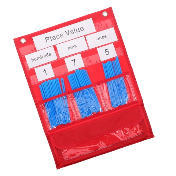 HONMEET 1 Set Math Pocket Chart for Classroom Counting and Grouping Numbers in Red Color